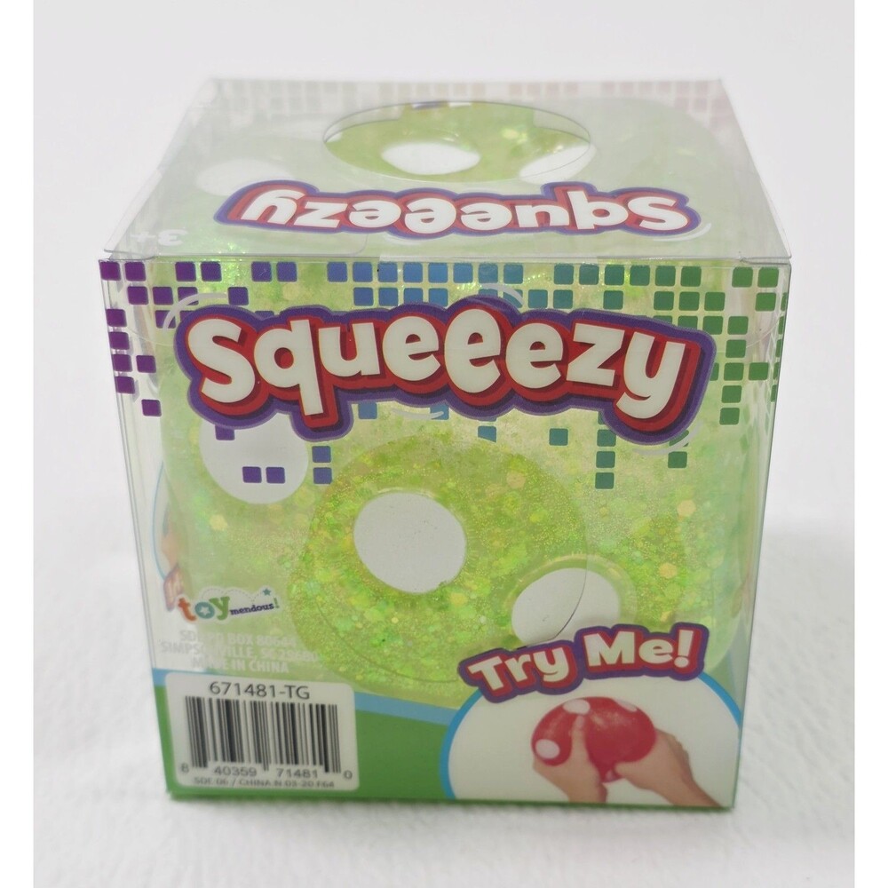 Squeeezy Squeeze Toy Dice Squishy Green Glitter Sensory Fidget Toy New
